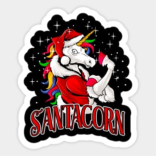 Santacorn Christmas Unicorn Santa Claus Unicorn Sticker